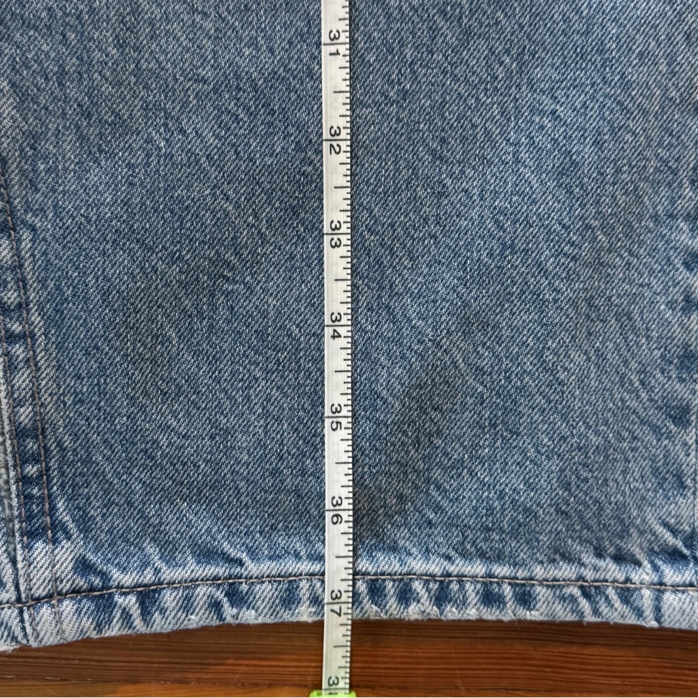 Free People Women's Boyfriend Jeans - Light Blue Denim with Olive Drawstring - Picture 9 of 11